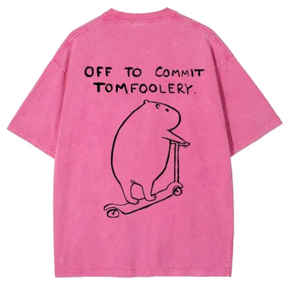 Tokyo-Tiger Capybara Is Ready To Do Something Bad Back Washed T-Shirt