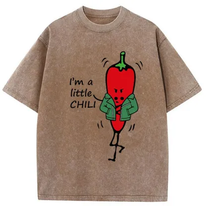 Tokyo-Tiger Little Chili Funny Washed T-Shirt