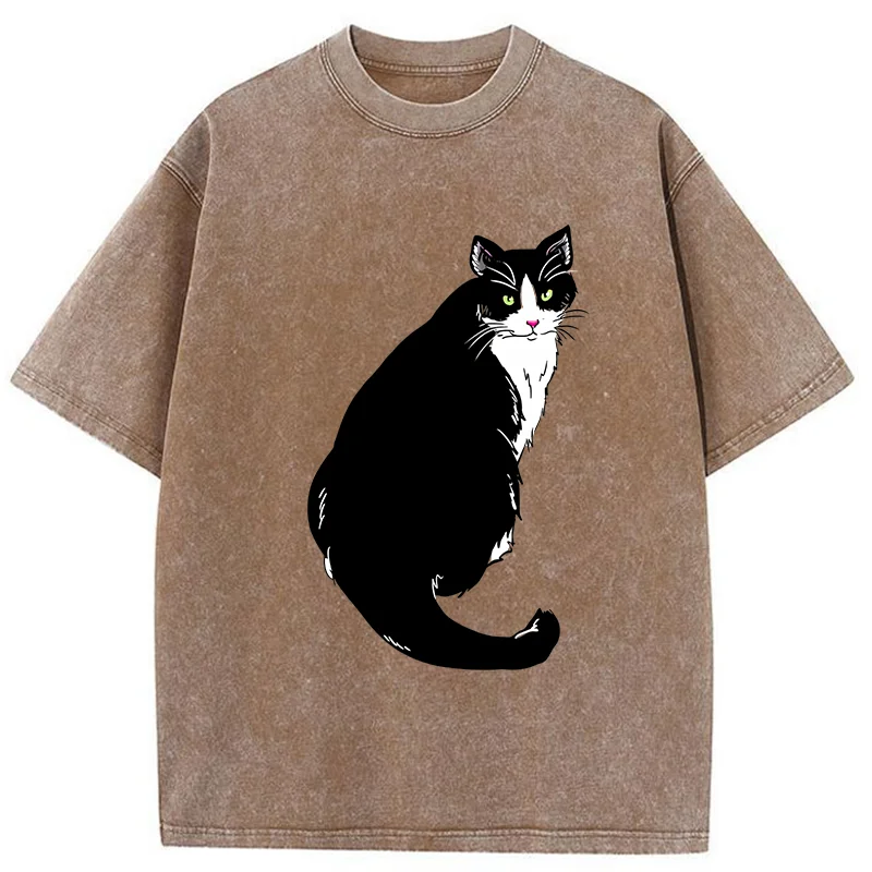 Tokyo-Tiger Elegant Cat Washed T-Shirt