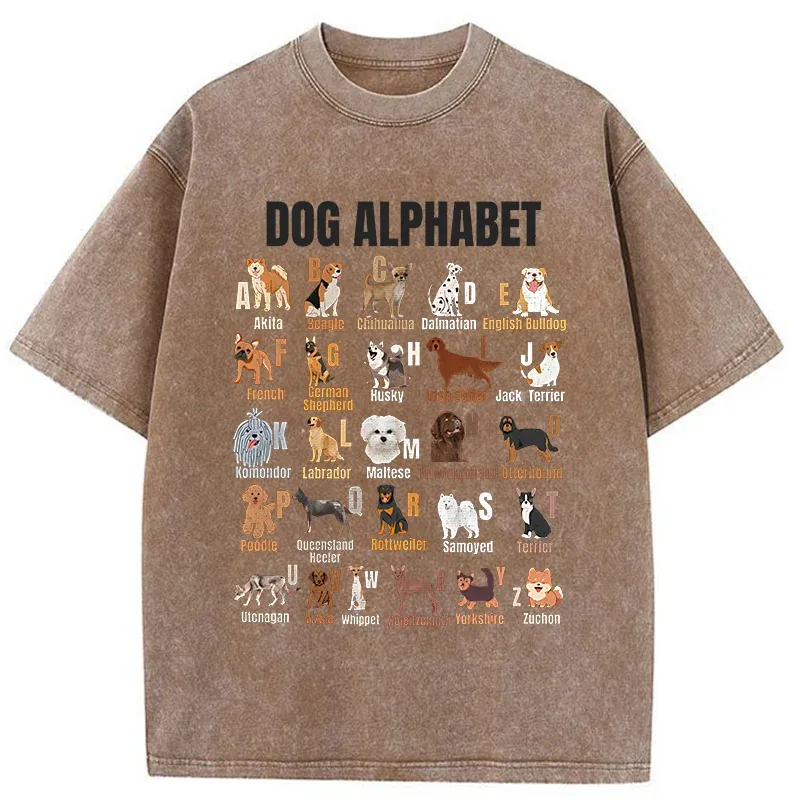 Tokyo-Tiger Alphabet For Dogs Washed T-Shirt