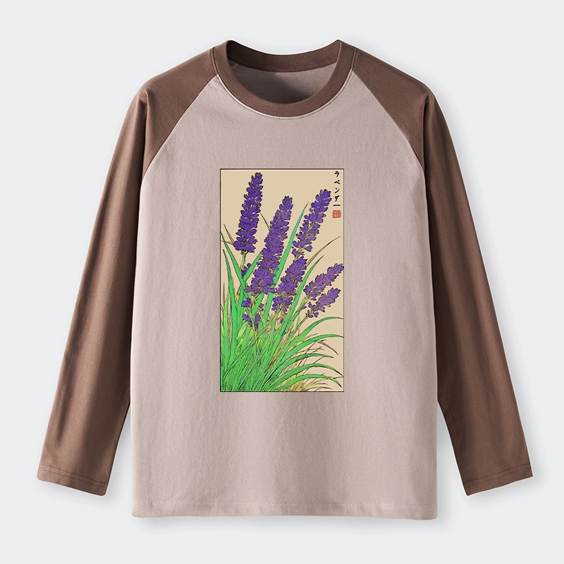 Tokyo-Tiger Japanese Lavender Raglan Long Sleeve T-shirt
