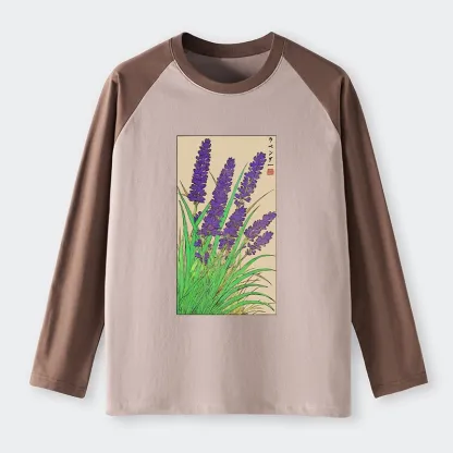 Tokyo-Tiger Japanese Lavender Raglan Long Sleeve T-shirt