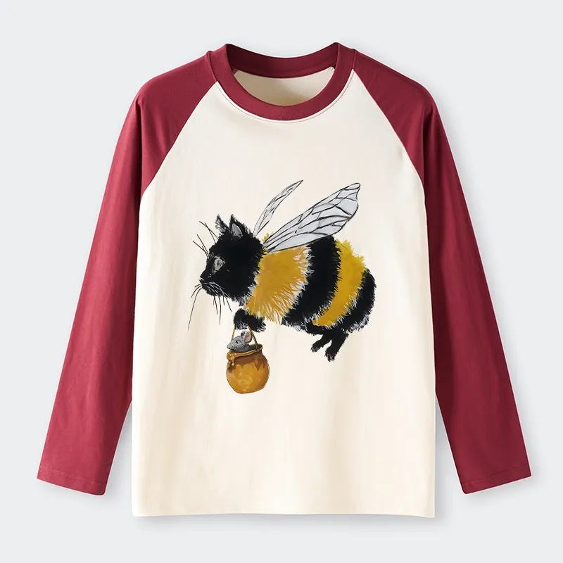 Tokyo-Tiger Catbee Funny Raglan Long Sleeve T-shirt