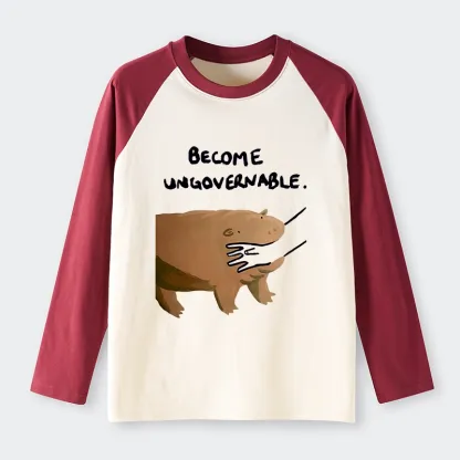 Tokyo-Tiger Moo Deng Bites Someone's Arm Raglan Long Sleeve T-shirt