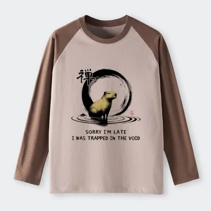 Tokyo-Tiger Zen Capybara Was Trapped In The Void Raglan Long Sleeve T-shirt