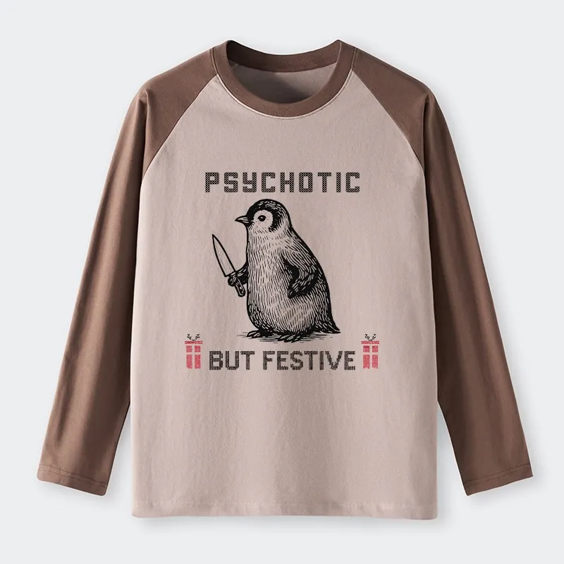 Tokyo-Tiger Overstimulated but Festive Christmas Raglan Long Sleeve T-shirt