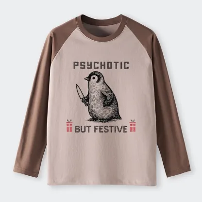 Tokyo-Tiger Overstimulated but Festive Christmas Raglan Long Sleeve T-shirt