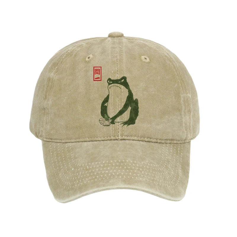 Tokyo-Tiger Woodblock Print Frog Washed Cap Sale