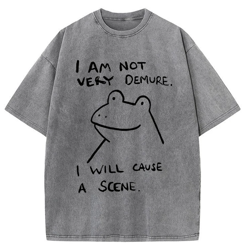 Tokyo-Tiger Humorous Frog Washed T-Shirt