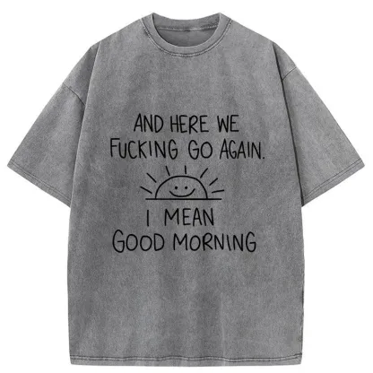 Tokyo-Tiger Different Meanings Of "Good Morning" Washed T-Shirt