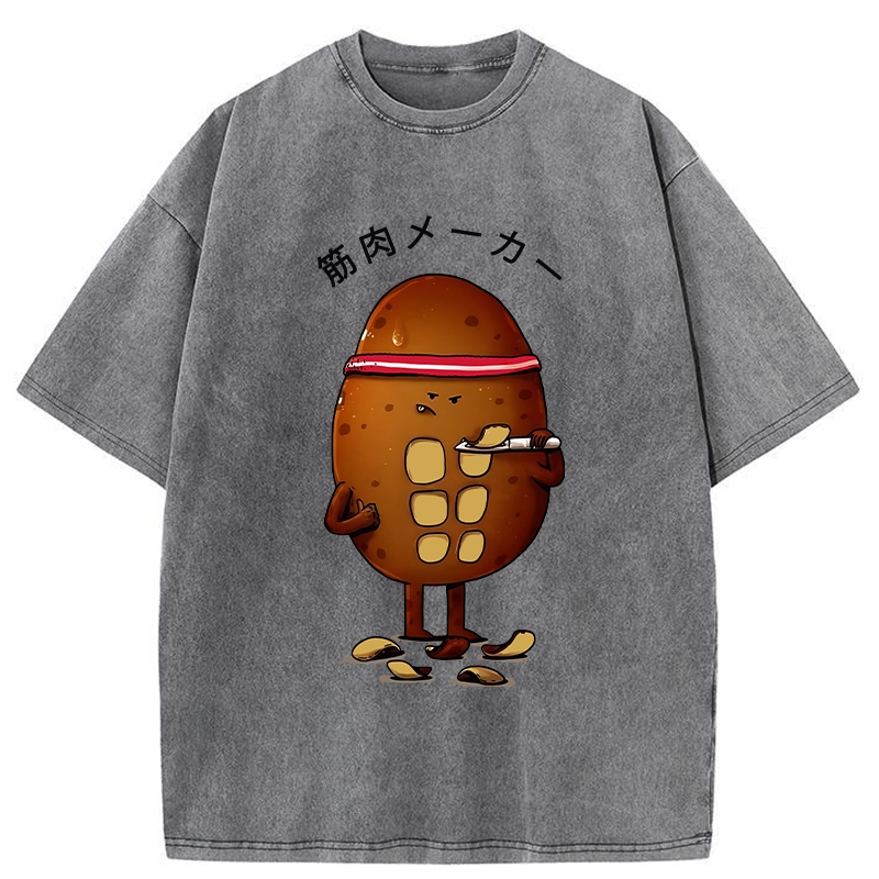 Tokyo-Tiger Muscle Builder Potato Washed T-Shirt