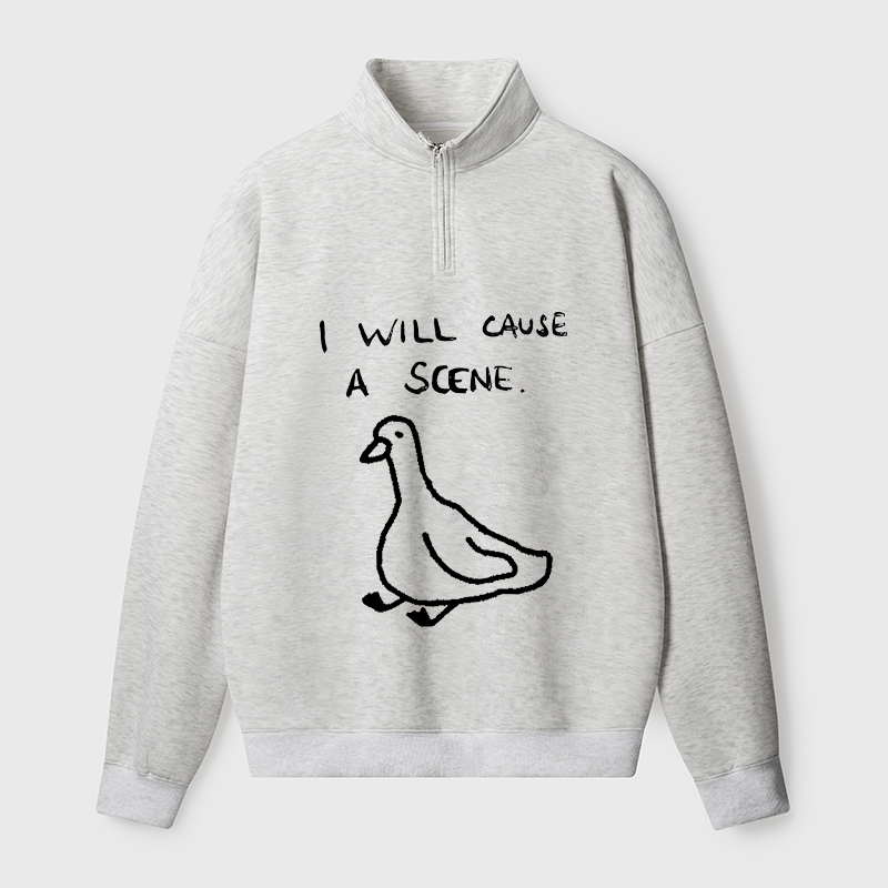 Tokyo-Tiger Stupid Goose Funny Japan Retro Half Zip Fleece Sweatshirt