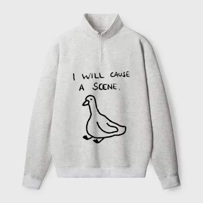 Tokyo-Tiger Stupid Goose Funny Japan Retro Half Zip Fleece Sweatshirt