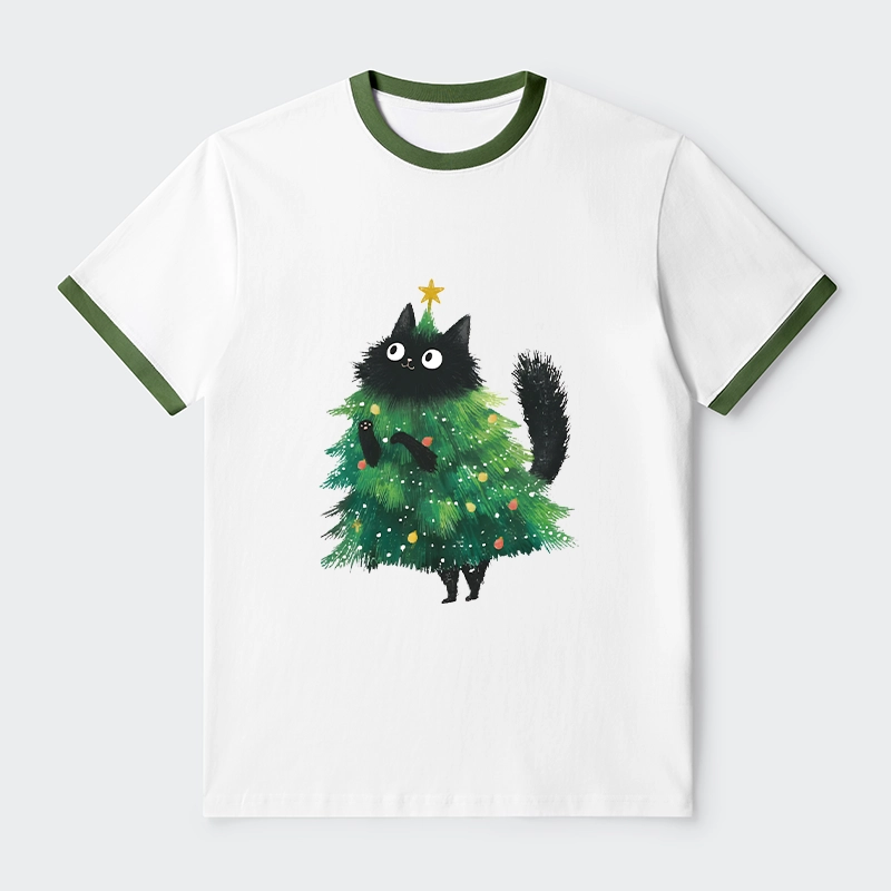Tokyo-Tiger Christmas Tree Cat Japan Trim T-Shirt