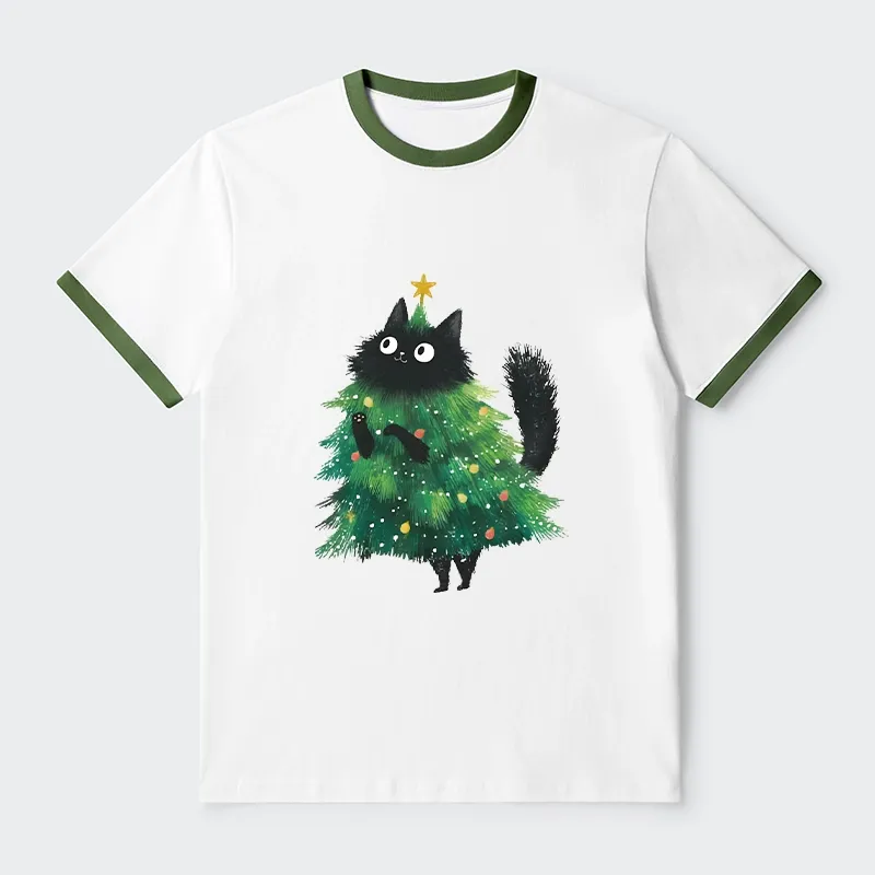 Tokyo-Tiger Christmas Tree Cat Japan Trim T-Shirt