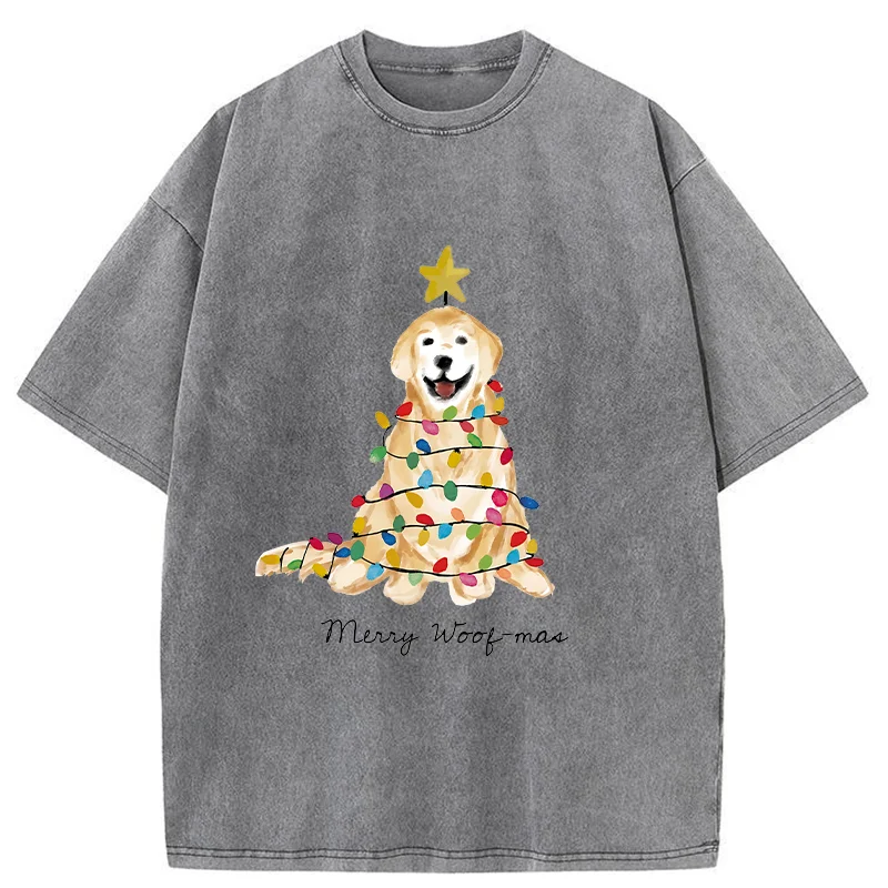 Tokyo-Tiger Christmas Tree Dog Washed T-Shirt