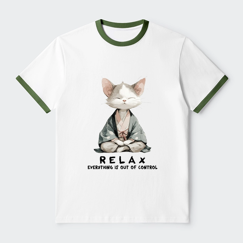 Tokyo-Tiger Zen Cat Relaxation，Everything's Out Of Control Trim T-Shirt