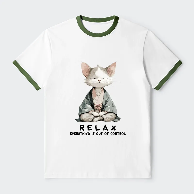 Tokyo-Tiger Zen Cat Relaxation，Everything's Out Of Control Trim T-Shirt