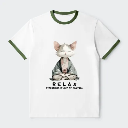 Tokyo-Tiger Zen Cat Relaxation，Everything's Out Of Control Trim T-Shirt