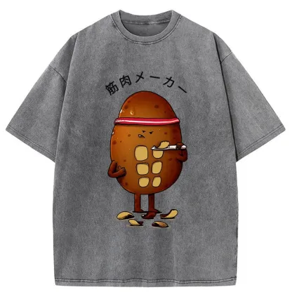 Tokyo-Tiger Muscle Builder Potato Washed T-Shirt