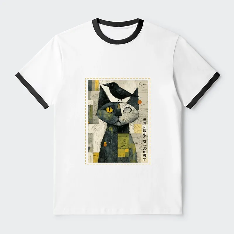 Tokyo-Tiger The Cat And The Crow Are Planning To Rule The World Trim T-Shirt