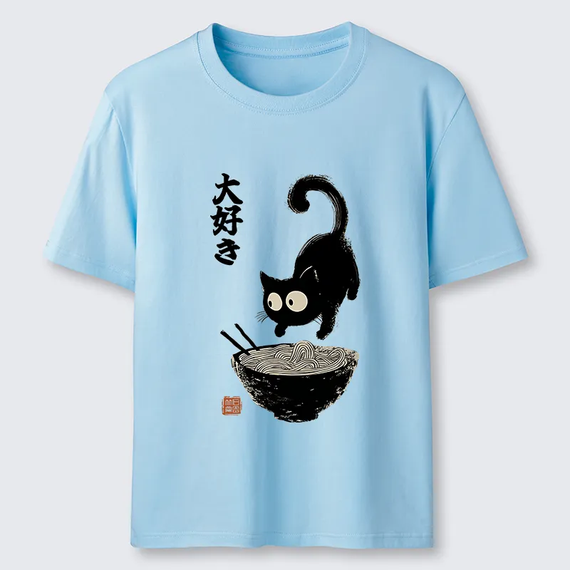 Tokyo-Tiger Retro Cat Eats Delicious Ramen Classic T-Shirt