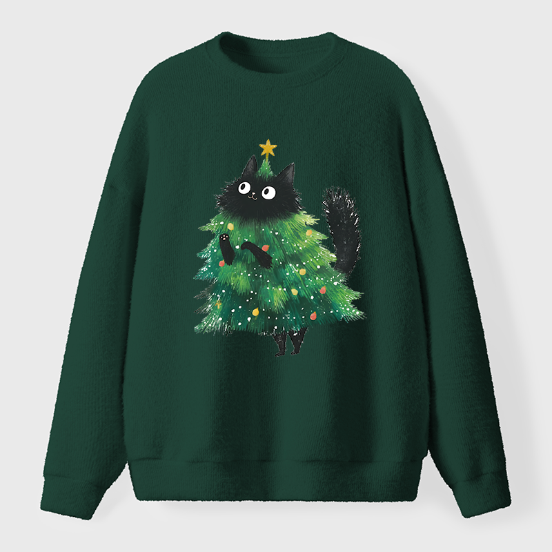 Tokyo-Tiger Christmas Tree Cat Japan Fuzzy Sweatshirt