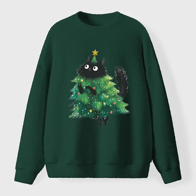 Tokyo-Tiger Christmas Tree Cat Japan Fuzzy Sweatshirt
