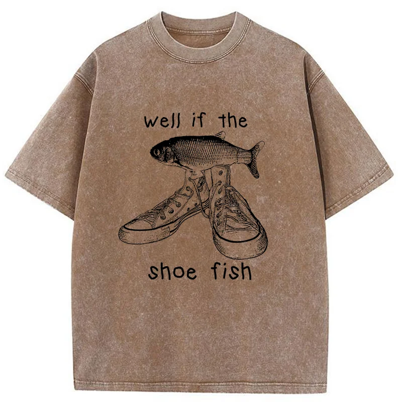 Tokyo-Tiger Funny Shoe Fish Washed T-Shirt