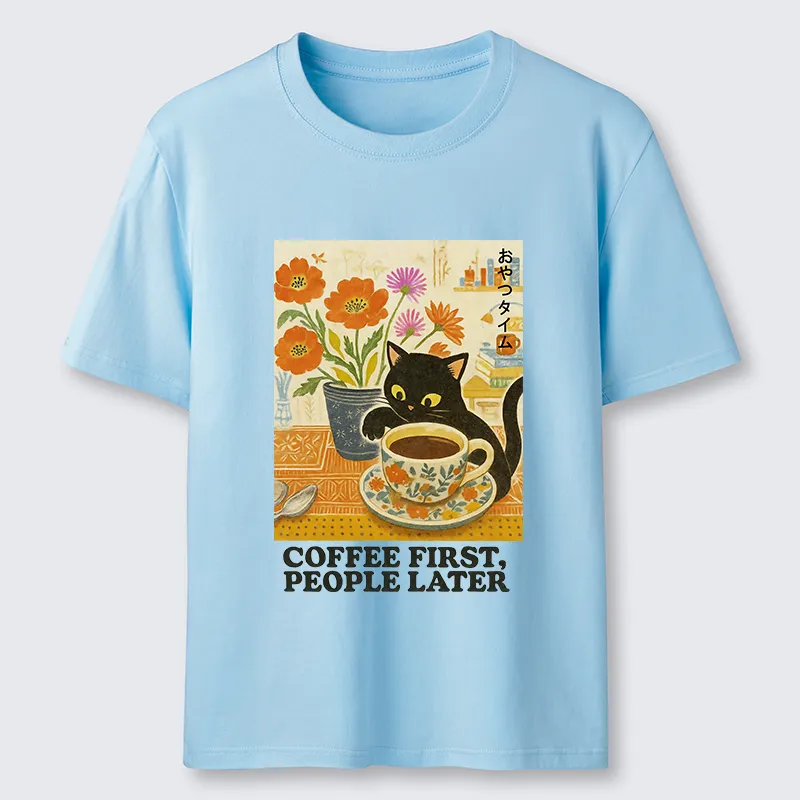 Tokyo-Tiger Kitten Drinks Coffee First Classic T-Shirt
