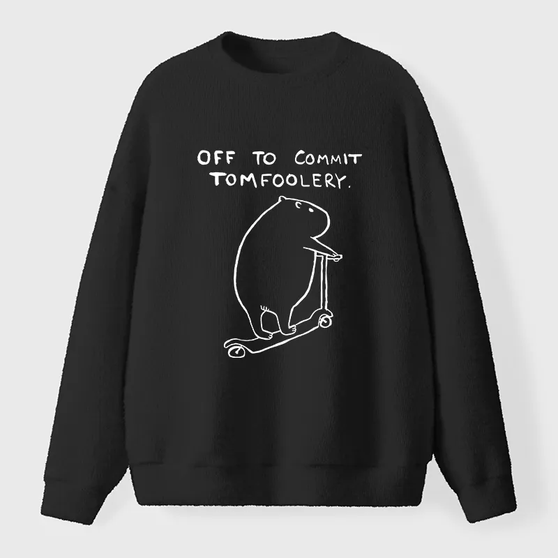 Tokyo-Tiger Capybara Is Ready To Do Something Bad Fuzzy Sweatshirt