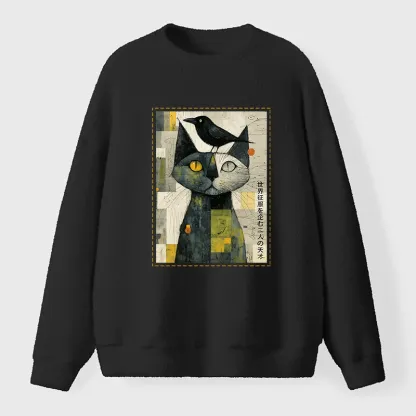 Tokyo-Tiger The Cat And The Crow Are Planning To Rule The World Fuzzy Sweatshirt