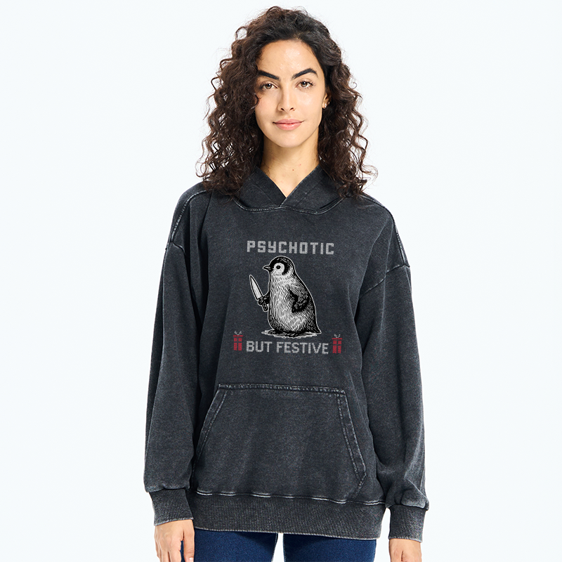 Tokyo-Tiger Overstimulated but Festive Christmas Washed Hoodie