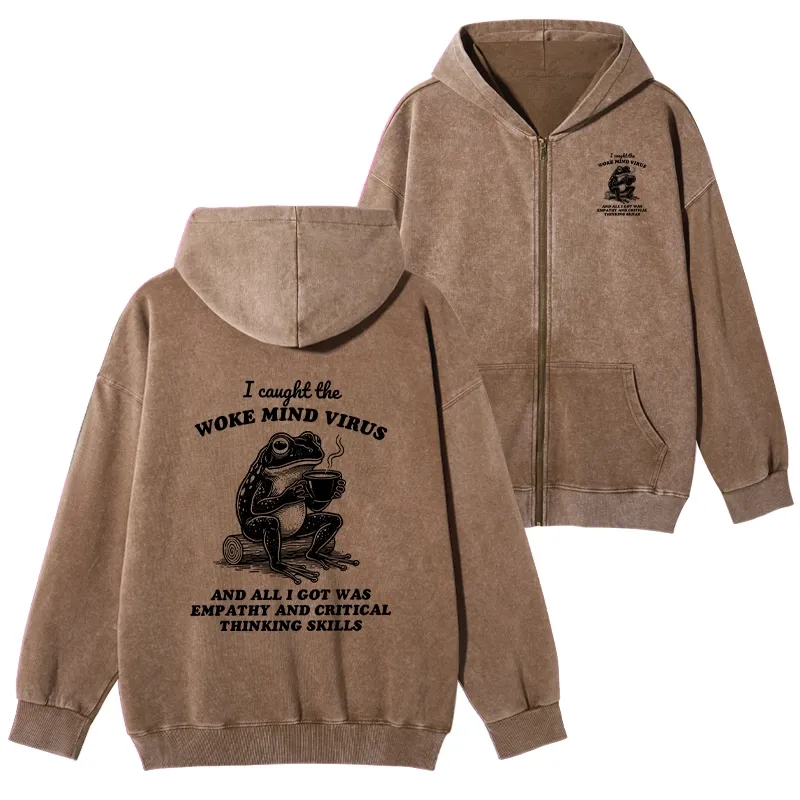 Tokyo-Tiger Awakened Thinking Virus Frog Washed Zip Hoodie
