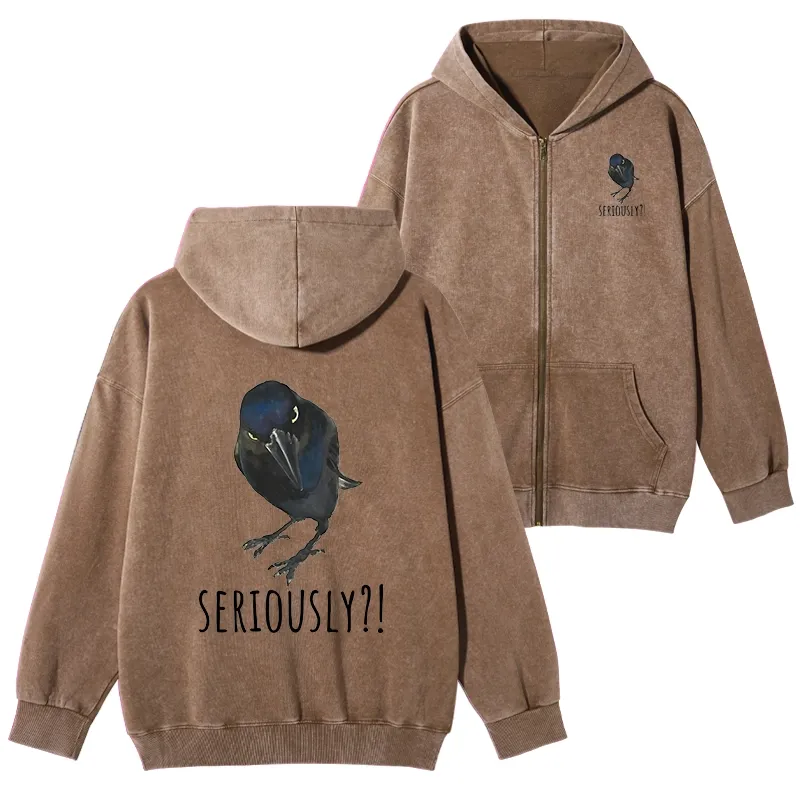 Tokyo-Tiger Raven's Question Washed Zip Hoodie