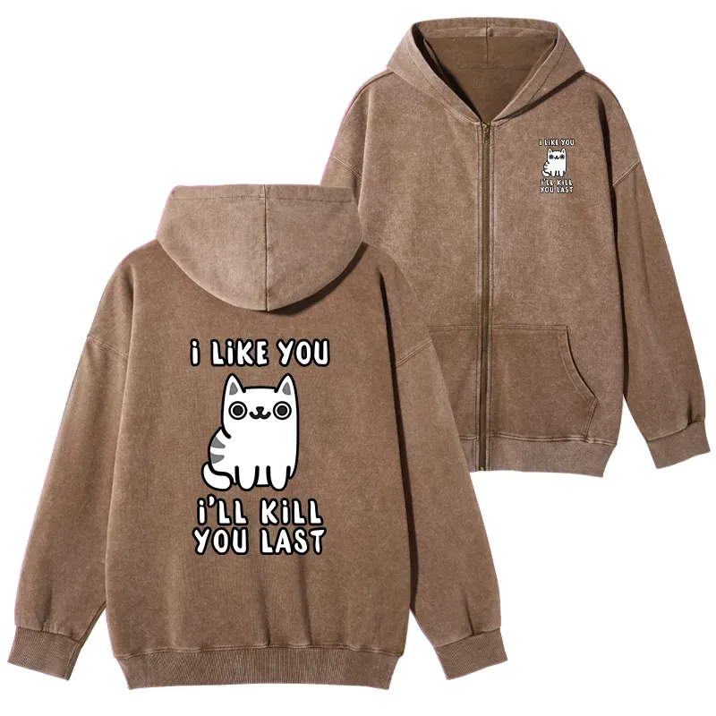 Tokyo-Tiger Cats And Humans Have A Love-hate Relationship Washed Zip Hoodie