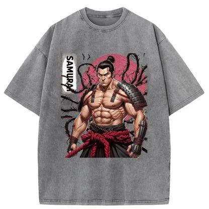 Tokyo-Tiger Strong Japanese Samurai Washed T-Shirt
