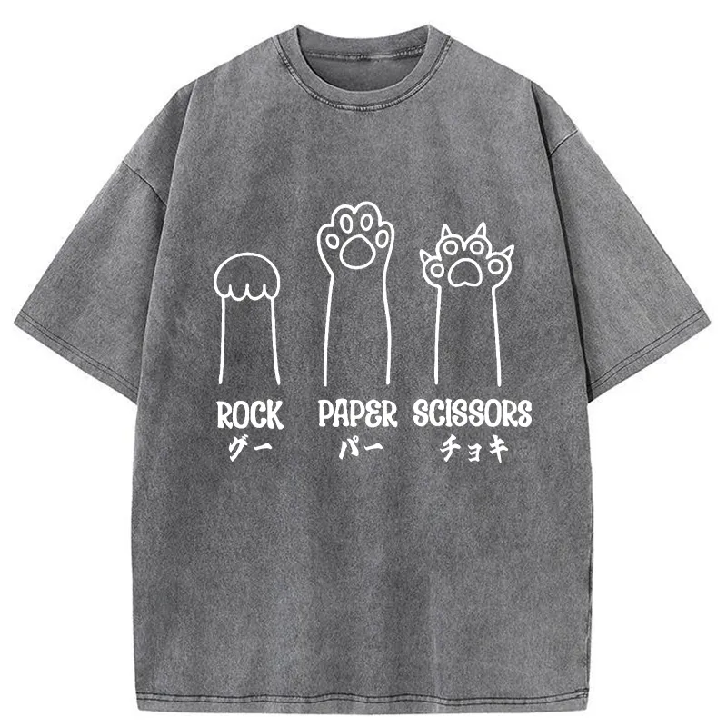 Tokyo-Tiger Rock Paper Scissors Washed T-Shirt