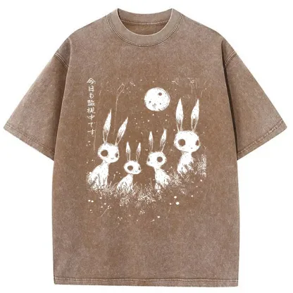 Tokyo-Tiger Rabbit Is Watching You Washed T-Shirt