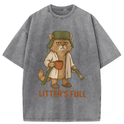 Tokyo-Tiger Litter Box Is Full Washed T-Shirt