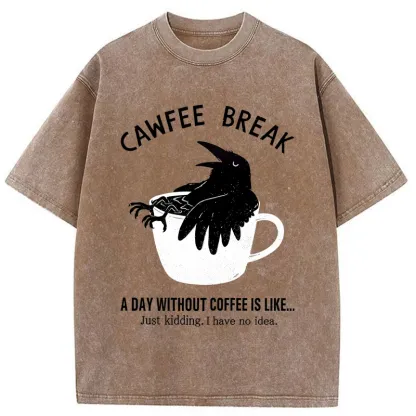 Tokyo-Tiger Crows Need Coffee Washed T-Shirt