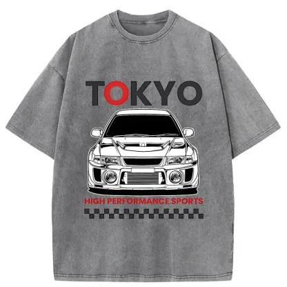 Tokyo-Tiger Japanese Car Models Washed T-Shirt