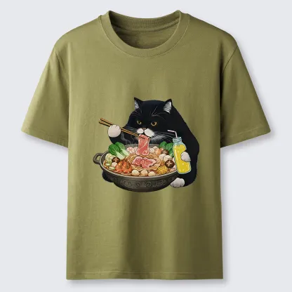Tokyo-Tiger Black Cat Eating Hot Pot Classic T-Shirt