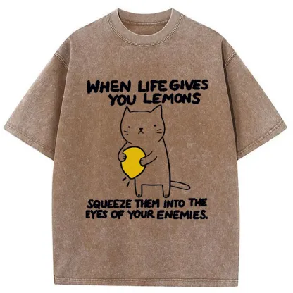 Tokyo-Tiger Attack The Enemy With Lemon Juice Washed T-Shirt