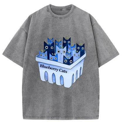Tokyo-Tiger Blueberry Cats Washed T-Shirt