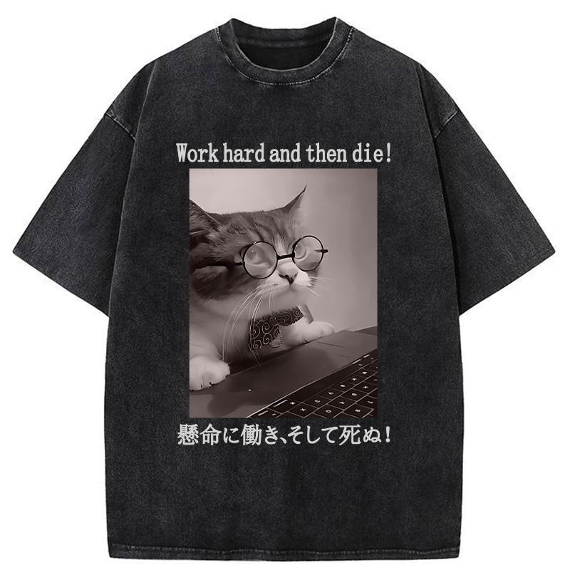 Tokyo-Tiger Work Hard And Then Die Washed T-Shirt