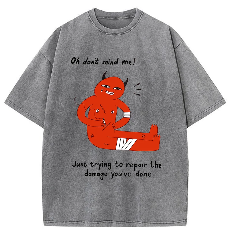 Tokyo-Tiger Healing Emotional Trauma Funny Washed T-Shirt