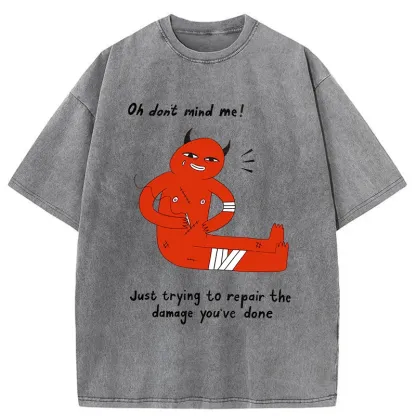 Tokyo-Tiger Healing Emotional Trauma Funny Washed T-Shirt