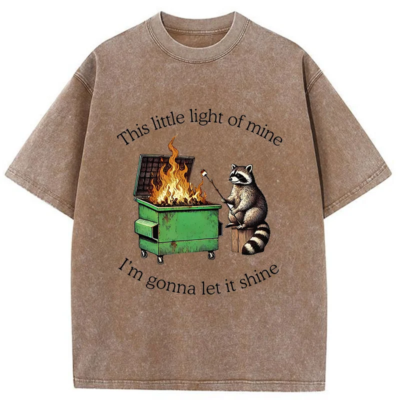 Tokyo-Tiger Raccoon Roasted Marshmallow Washed T-Shirt