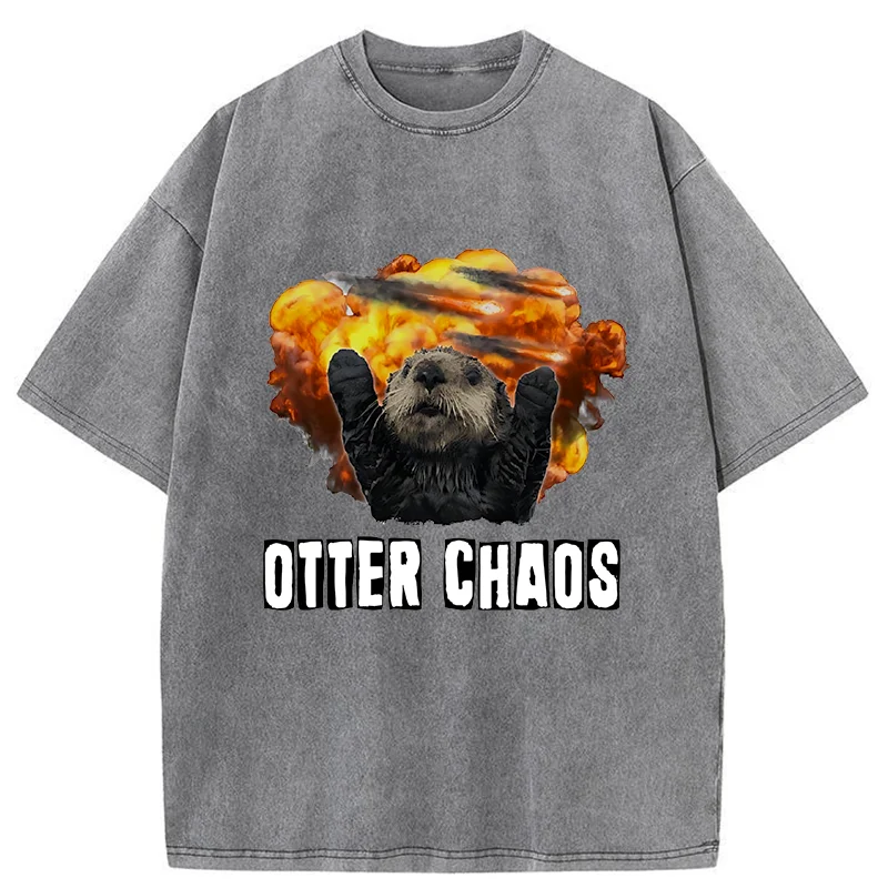 Tokyo-Tiger Utter Chaos Funny Washed T-Shirt